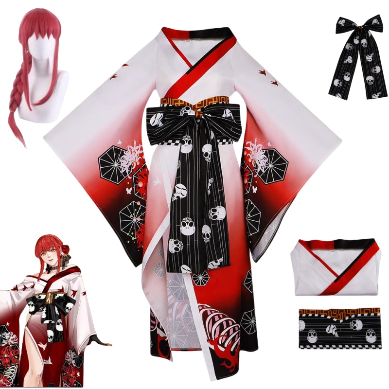 Anime Cosplay Makima - アニメチェーンソーマンマキマコスプレ衣装百鬼夜叉十代野マキマコスプレ日本の着物ハロウィンパーティー服