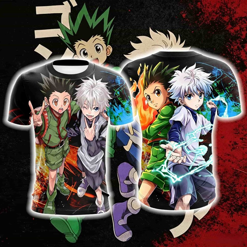 Cosplay Anime Killua Zoldyck - 2026年新作 ハンター×ハンター ゴン・フリークス＆キルア・ゾルディック テーマジャージー、アニメ周辺スポーツカジュアル半袖Tシャツ、ユニセックス