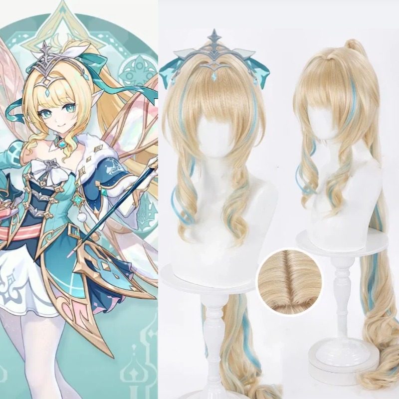 Anime Cosplay Long Hair - ゲーム『原神』ヴェスナ・ストリヴォザ コスプレウィッグ ロング120cm ハイポニーテール 耐熱ファイバーウィッグ ハロウィンロールプレイ用