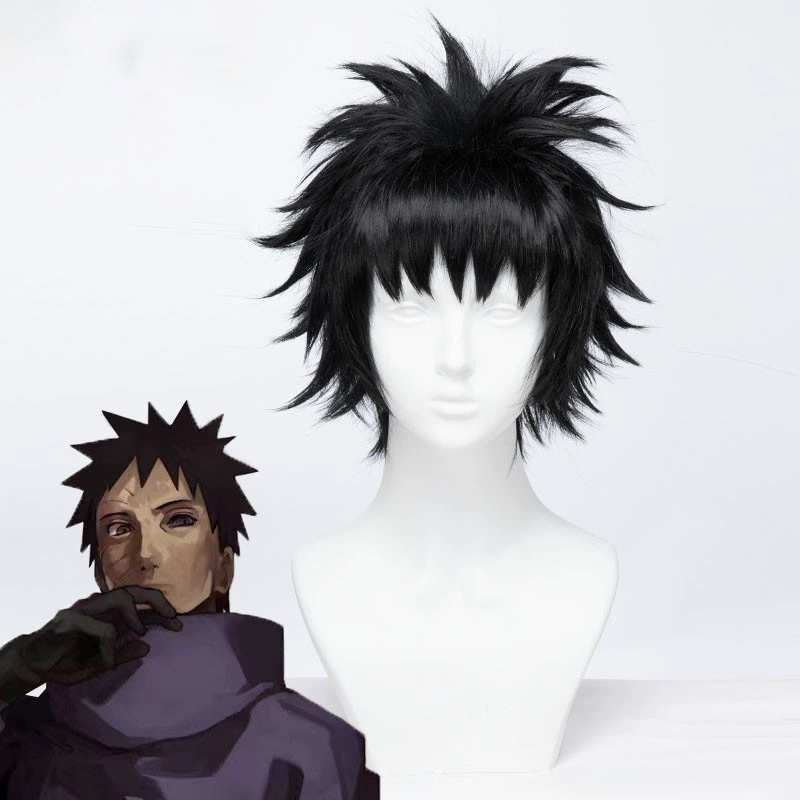Anime Cosplay Obito - コスプレウィッグ うちはオビト アニメウィッグ ショートブラック ゲームロールプレイング合成ウィッグ ショートハウル