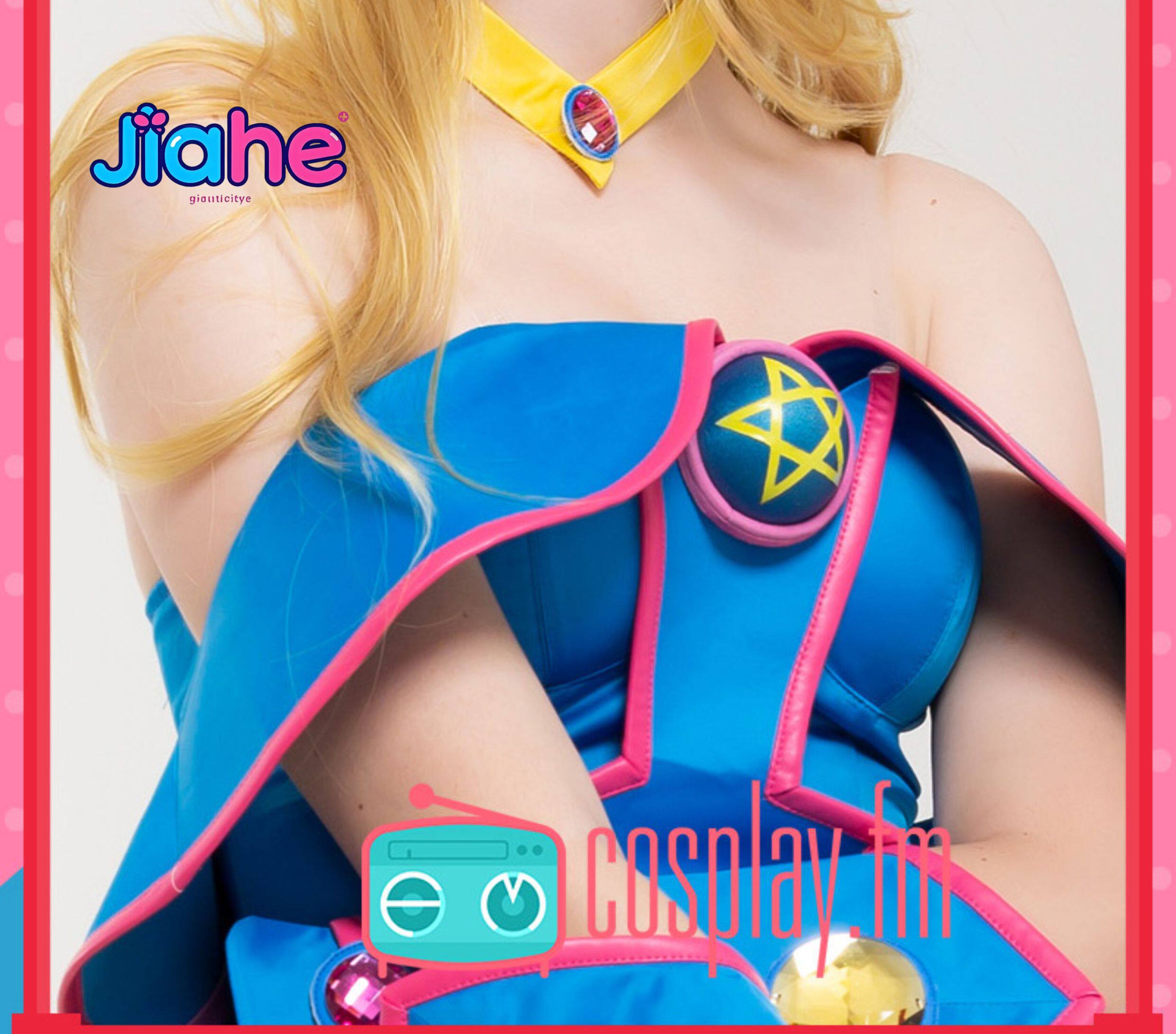 Anime Cosplay Girl - ダークマジシャンガールアニメ遊戯王コスプレ衣装帽子付き女性のセクシーなブルージャンプスーツウィッグネックレスハロウィンパーティー制服