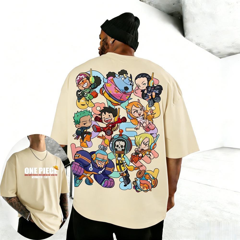 One Piece Straw Hat - ユニセックス Tシャツ 麦わら帽子海賊 2026 夏新版原宿アニメプリントカジュアルルーズ親子半袖トップ