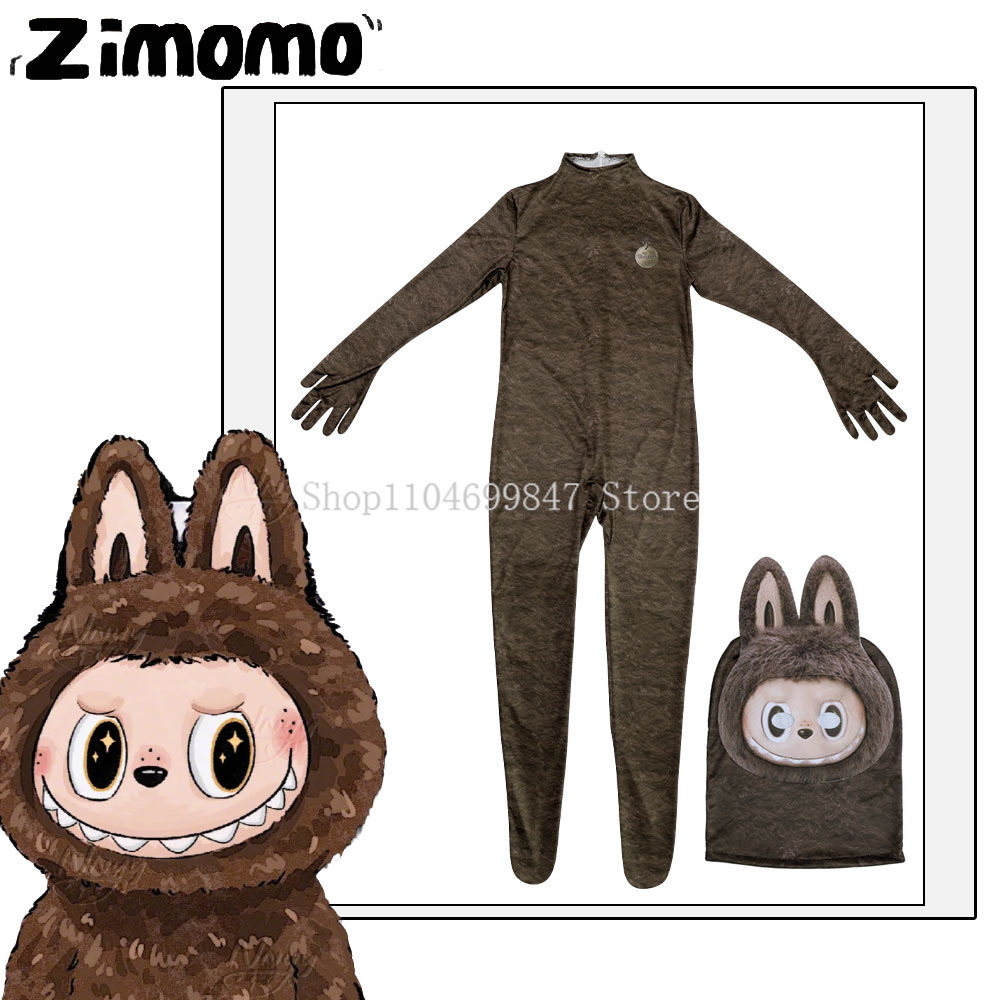 Anime Cosplay Girl - 漫画モンスター Zimomo コスプレ衣装テーマパークパーティーかわいい毛皮のような衣装フード手袋ハロウィンパーティー男の子女の子ボディスーツ