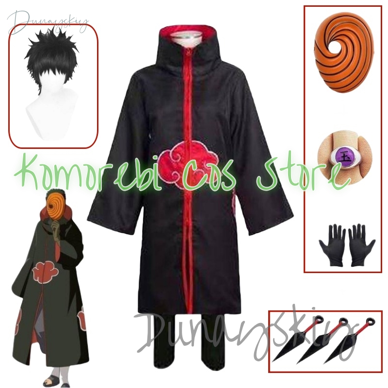 Anime Cosplay Obito - 男の子と大人のためのアニメの変装,カーニバルマスク,ハロウィーンの衣装,高さ135cm-185cm