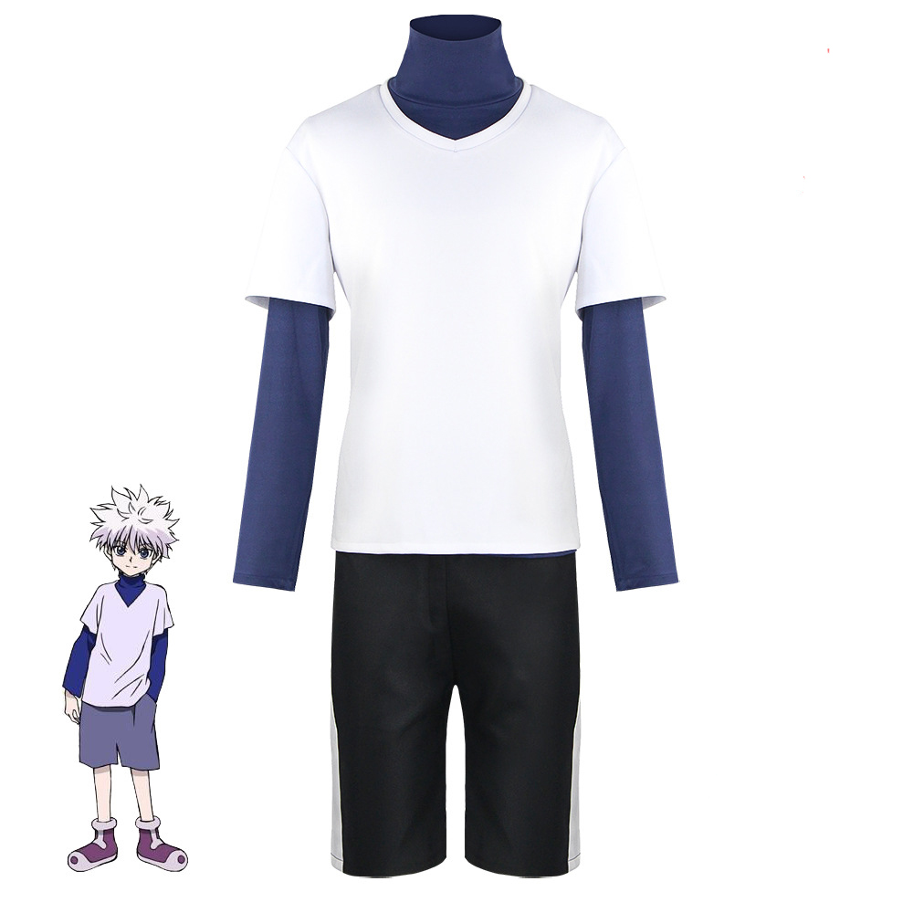 Cosplay Anime Killua Zoldyck - アニメキルア・ゾルディックコスプレ衣装トップスショーツ高校カジュアル服秋大人ゾルディックキルア衣装ハンターセット
