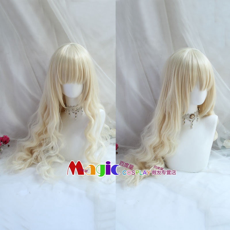 Anime Cosplay Long Hair - けいおん！コトブキツムギ コスプレウィッグ ロリータ ミルクブロンド ロングカーリーヘア 耐熱ファイバーヘア