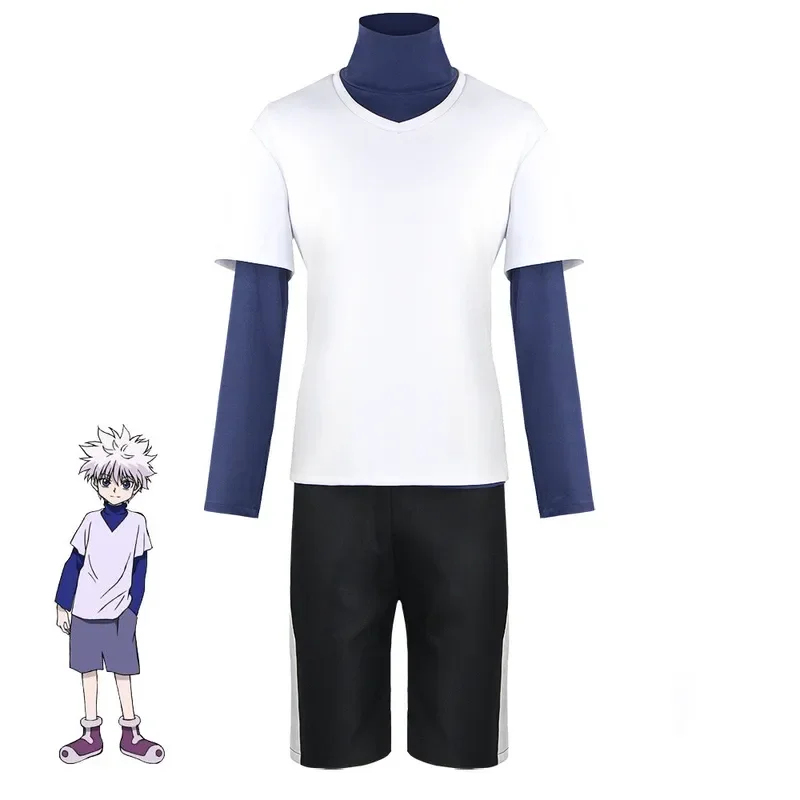 Cosplay Anime Killua Zoldyck - 2026 新アニメハンター×キルア・ゾルディックシャツパーカーパンツ男性コスプレ衣装ハロウィンパーティー制服ステージ DV0AE
