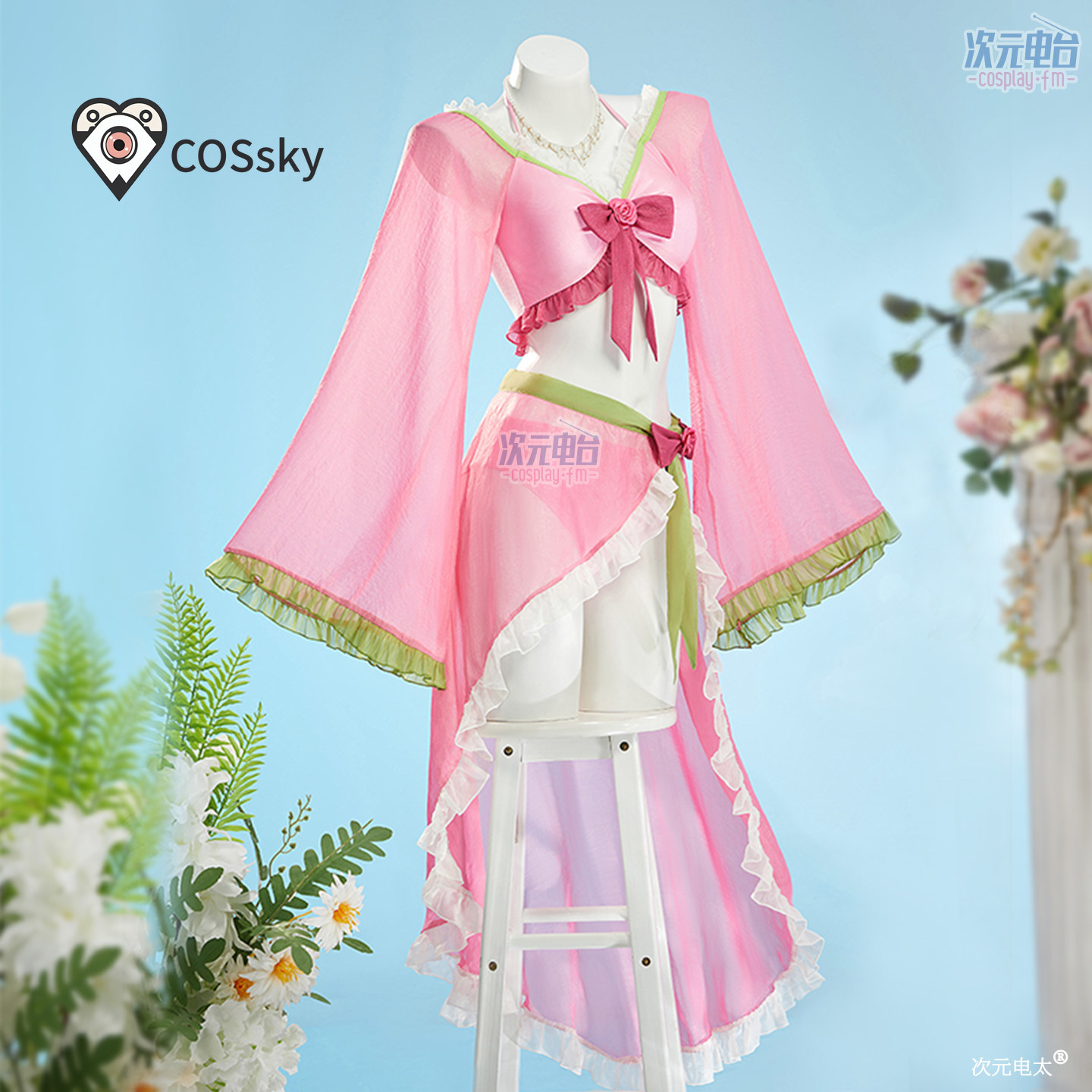 Anime Cosplay Girl - Maomao アニメ薬剤師日記 Maomao コスプレ衣装ピンクガール甘い水着ハロウィンカーニバルパーティー夏のビーチドレス