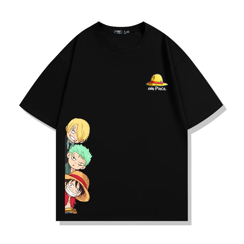 One Piece Straw Hat - ワンピース麦わら帽子海賊団ユニセックス Tシャツ 2026 夏新作人気アニメプリントアメリカンカジュアルファミリー半袖トップ