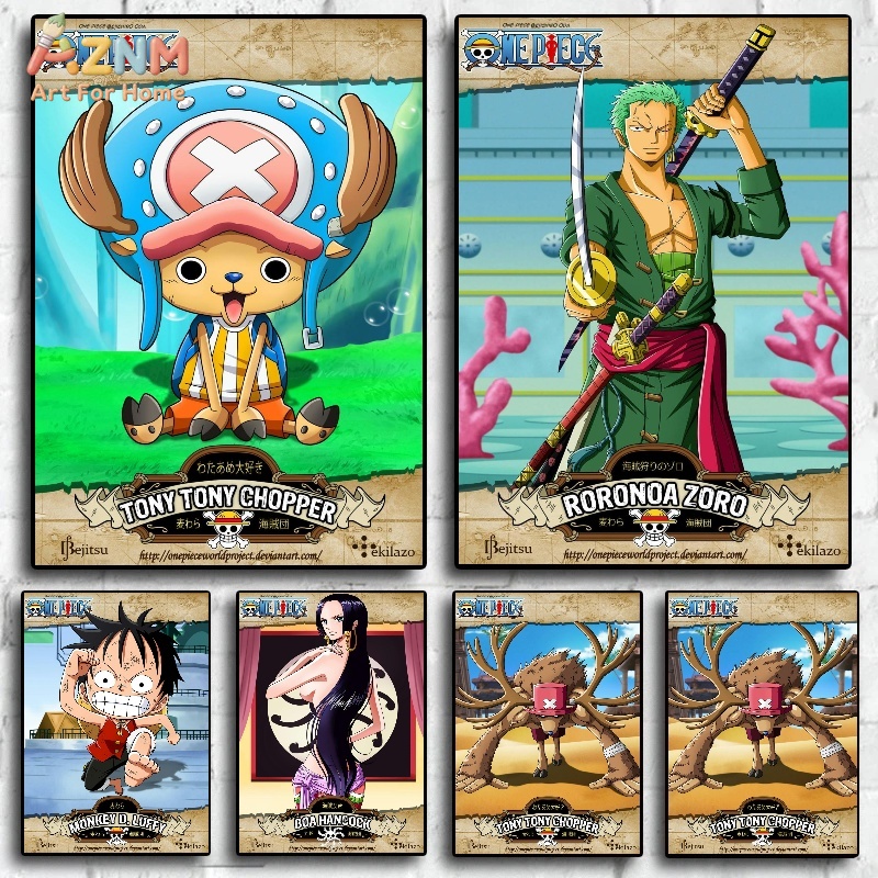 One Piece Straw Hat - AZNM ワンピース トニートニー・チョッパー かわいいアニメ フレームレスキャンバスウォールアート、麦わら帽子の一味 ドクター
