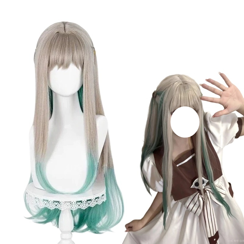 アニメ矢島コスプレ寧々ウィッググレーグリーングラデーションロ - Anime Cosplay Long Hair のレビューと価格