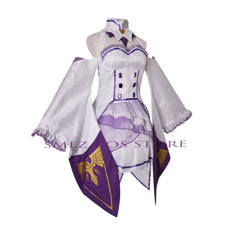 エミリアコスプレアニメ再ゼロカラハジメル異世界生活衣装白制服 - Anime Cosplay Mujer のレビューと価格