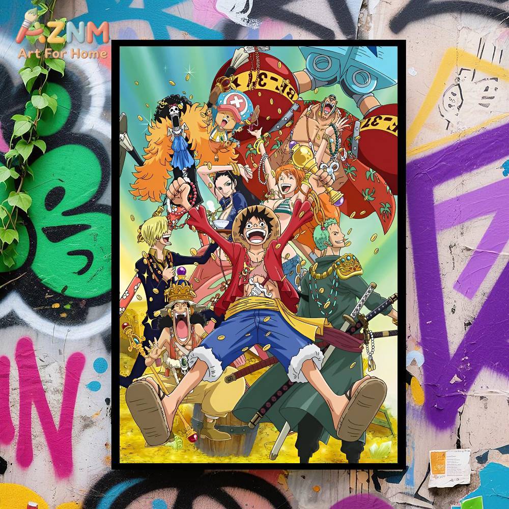 AZNM ワンピース非フレームキャンバスプリント麦わら帽子ク - One Piece Straw Hat のレビューと価格