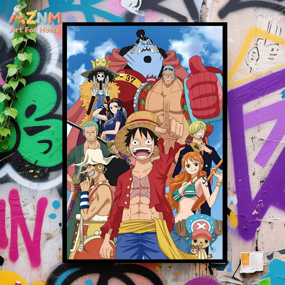 AZNM ワンピース非フレームキャンバスプリント麦わら帽子ク - One Piece Straw Hat のレビューと価格