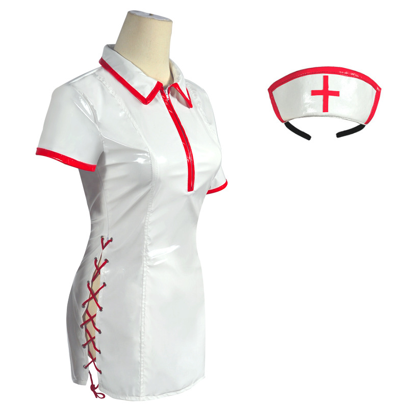 マキマ ナース制服 人工PUレザー ドレスとナースキャップ  - Anime Cosplay Makima のレビューと価格